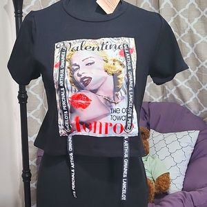 NWT Marilyn Inspired Artsy Embellished  Boutique CropLAST ONE EVE